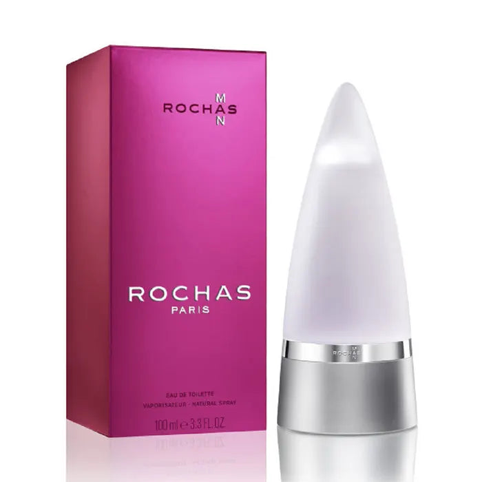 Descubre Rochas Man, un Eau de Toilette de 3.3 oz. Compra ahora y disfruta de esta fragancia dulce y única con notas de capuchino y lavanda, ideal para el hombre audaz.