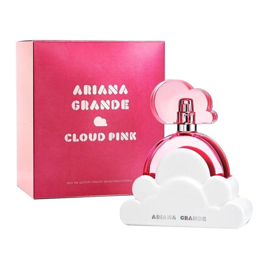 Descubre Ariana Grande Cloud Pink, un Eau de Parfum de 3.4 oz. Compra ahora y disfruta de esta fragancia dulce con notas de piña y vainilla, ideal para la mujer juvenil.