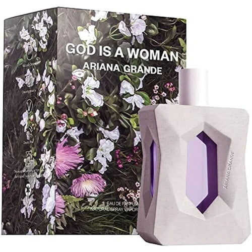 Descubre Ariana Grande God is a Woman, un Eau de Parfum de 3.4 oz. Compra ahora y disfruta de esta fragancia fresca con notas de pera y sándalo, ideal para la mujer moderna.