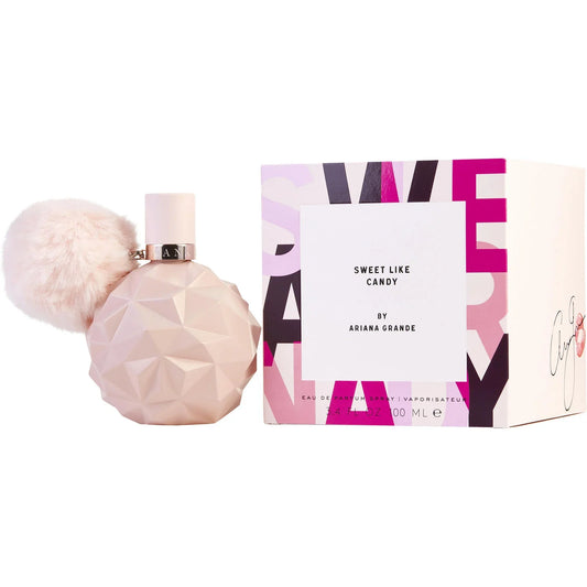 Descubre Ariana Grande Sweet Like Candy, un Eau de Parfum de 3.4 oz. Compra ahora y disfruta de esta fragancia dulce con notas de malvavisco y vainilla, ideal para la mujer juvenil.