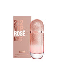Botella de perfume Carolina Herrera 212 VIP Rose Elixir de 2.7 oz para mujer, con diseño de cápsula metálica rosa.
