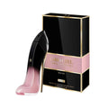 Botella de perfume Carolina Herrera Good Girl Blush Elixir de 2.7 oz para mujer, con la forma de un tacón de aguja rosa claro.