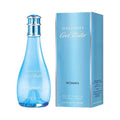 Botella de perfume David Off Cool Water de 3.4 oz para mujer, con diseño de botella azul curvada.