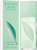Botella de perfume Elizabeth Arden Green Tea de 3.3 oz para mujer, con un diseño esbelto en verde claro.