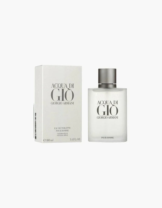 Descubre Giorgio Armani Acqua di Gio, un Eau de Toilette de 3.4 oz para hombre. Compra ahora y disfruta de esta fragancia clásica y refrescante con notas cítricas y marinas.