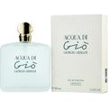 Botella de perfume Giorgio Armani Acqua di Gio de 3.4 oz para mujer, con un diseño simple y transparente.