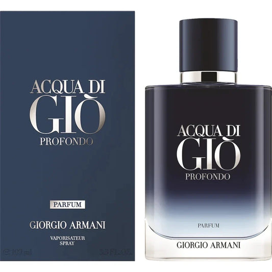 Descubre Giorgio Armani Acqua di Gio Profondo, un Parfum de 3.3 oz para hombre. Compra ahora y disfruta de esta fragancia intensa y sofisticada con notas marinas y amaderadas.