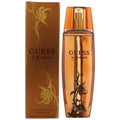 Botella de perfume Guess by Marciano de 3.4 oz para mujer, con un diseño de vidrio curvo y un logo metálico.