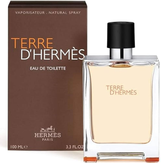 Descubre Hermès Terre d'Hermès, un Eau de Toilette de 3.3 oz. Compra ahora y disfruta de esta fragancia distintiva con notas de naranja y vetiver, ideal para el hombre sofisticado.