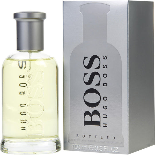 Descubre Hugo Boss Boss Bottled Eau de Toilette, una fragancia de 3.3 oz para hombre. Compra ahora y disfruta de esta fragancia amaderada y fresca, ideal para el uso diario.