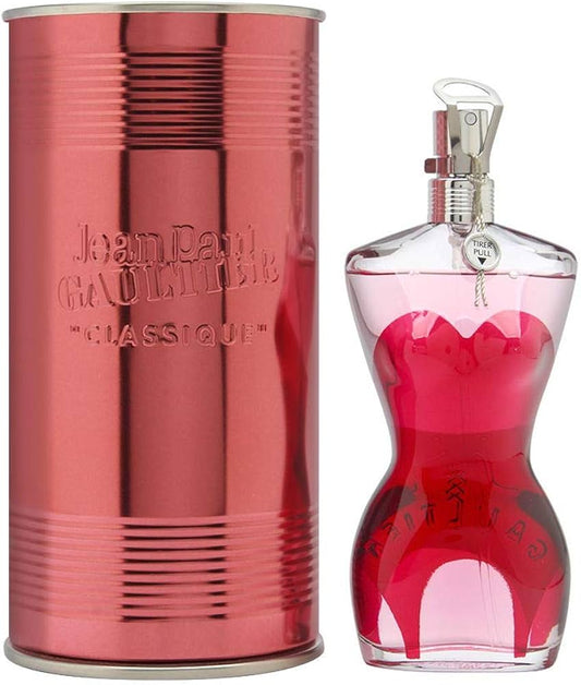 Botella de perfume Jean Paul Gaultier Classique de 3.4 oz para mujer, con la forma de un busto de mujer y un corsé.