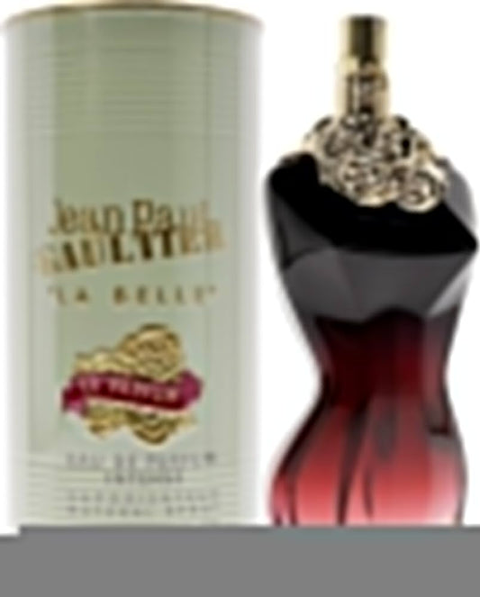 Botella de perfume Jean Paul Gaultier La Belle Le Parfum de 3.4 oz para mujer, con la forma de un torso de mujer de color rojo oscuro.
