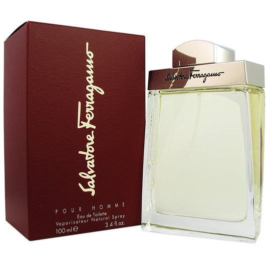 Descubre Salvatore Ferragamo Pour Homme, un Eau de Toilette de 3.4 oz. Compra ahora y disfruta de esta fragancia fresca con notas de higo y pimienta, ideal para el hombre moderno.