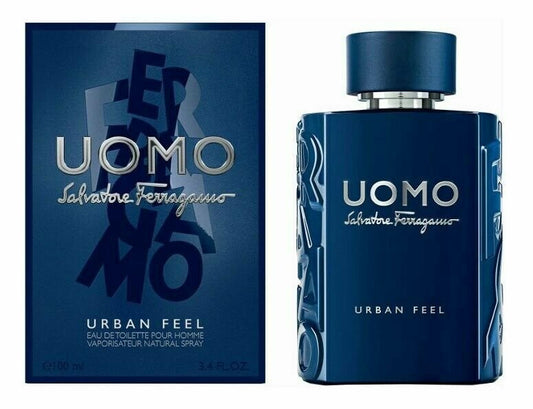 Descubre Salvatore Ferragamo Uomo Urban Feel, un Eau de Toilette de 3.4 oz. Compra ahora y disfruta de esta fragancia audaz con notas de café y ozono, ideal para el hombre moderno.