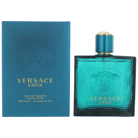 Descubre Versace Eros Eau de Toilette, una fragancia de 3.4 oz para hombre. Compra ahora y disfruta de este aroma audaz con notas de menta y manzana verde.