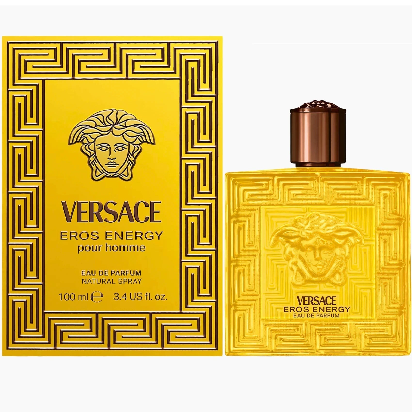 Descubre Versace Eros Energy Pour Homme, un Eau de Parfum de 3.4 oz. Compra ahora y disfruta de esta fragancia vibrante con notas de limón y vetiver, ideal para el hombre activo.