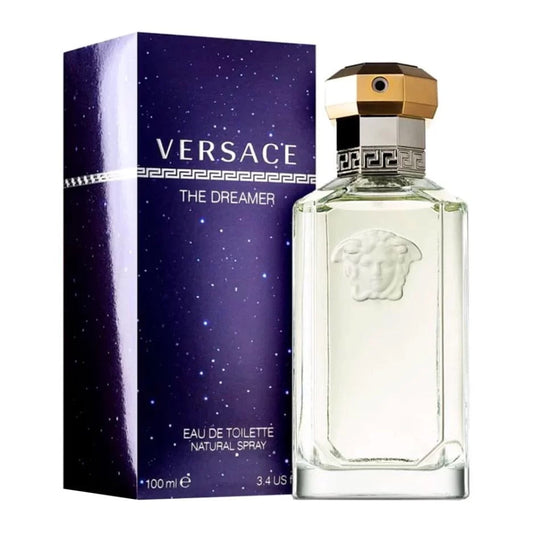 Descubre Versace The Dreamer, un Eau de Toilette de 3.3 oz. Compra ahora y disfruta de esta fragancia especiada con notas de tabaco y haba tonka, ideal para el hombre misterioso.