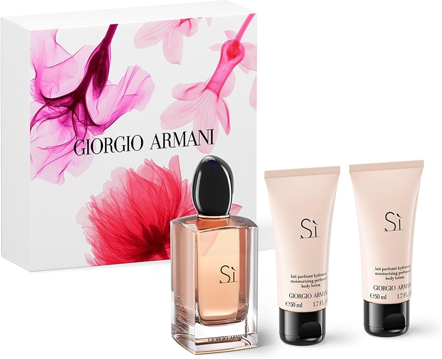 Giorgio Armani Si Set 3.4 Oz Eau De Parfum, 1.7 Oz Body Lotion Y 1.7 Oz Shower Gel Mujer
