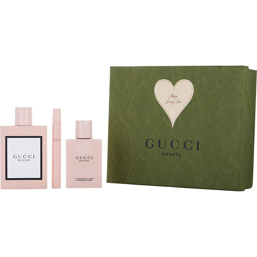 Gucci Bloom Set 3.4 Oz Eau De Parfum, 3.3 Oz Body Lotion Y 0.34 Oz Eau De Parfum Mujer