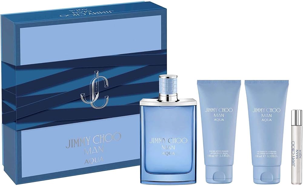 Jimmy Choo Man Aqua Set 3.4 Oz Eau De Toilette, 0.25 Oz Eau De Toilette Y 3.4 Oz Shower Gel Hombre