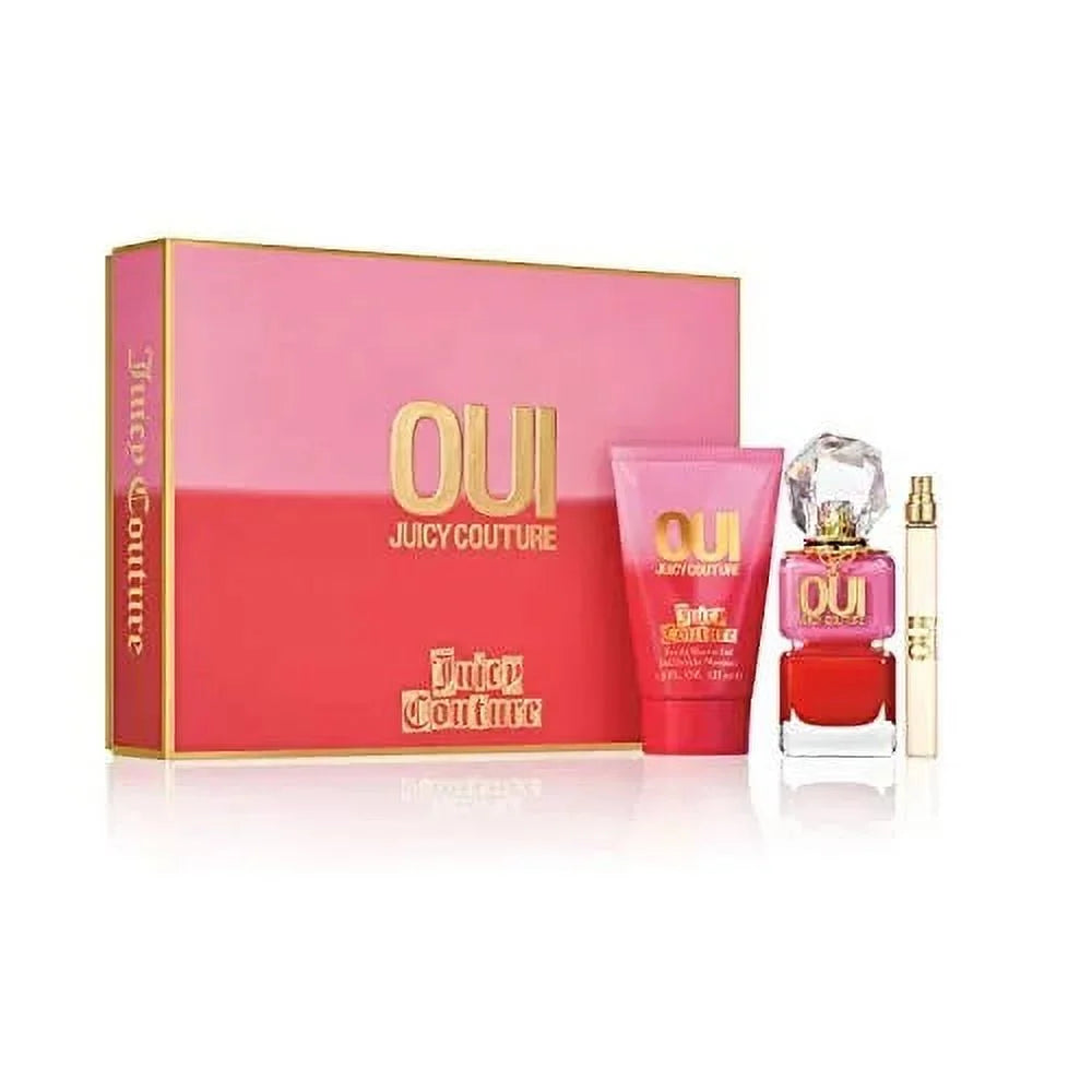 Juicy Couture Oui Set 3.4 Oz Eau De Parfum, 0.33 Oz Eau De Parfum Y 4.2 Oz Body Cream Mujer