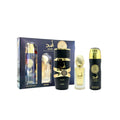 Lattafa Asad Set 3.4 Oz Eau De Parfum, 1.7 Oz Perfume De Cabello, 6.7 Oz Perfumed Body Spray Hombre