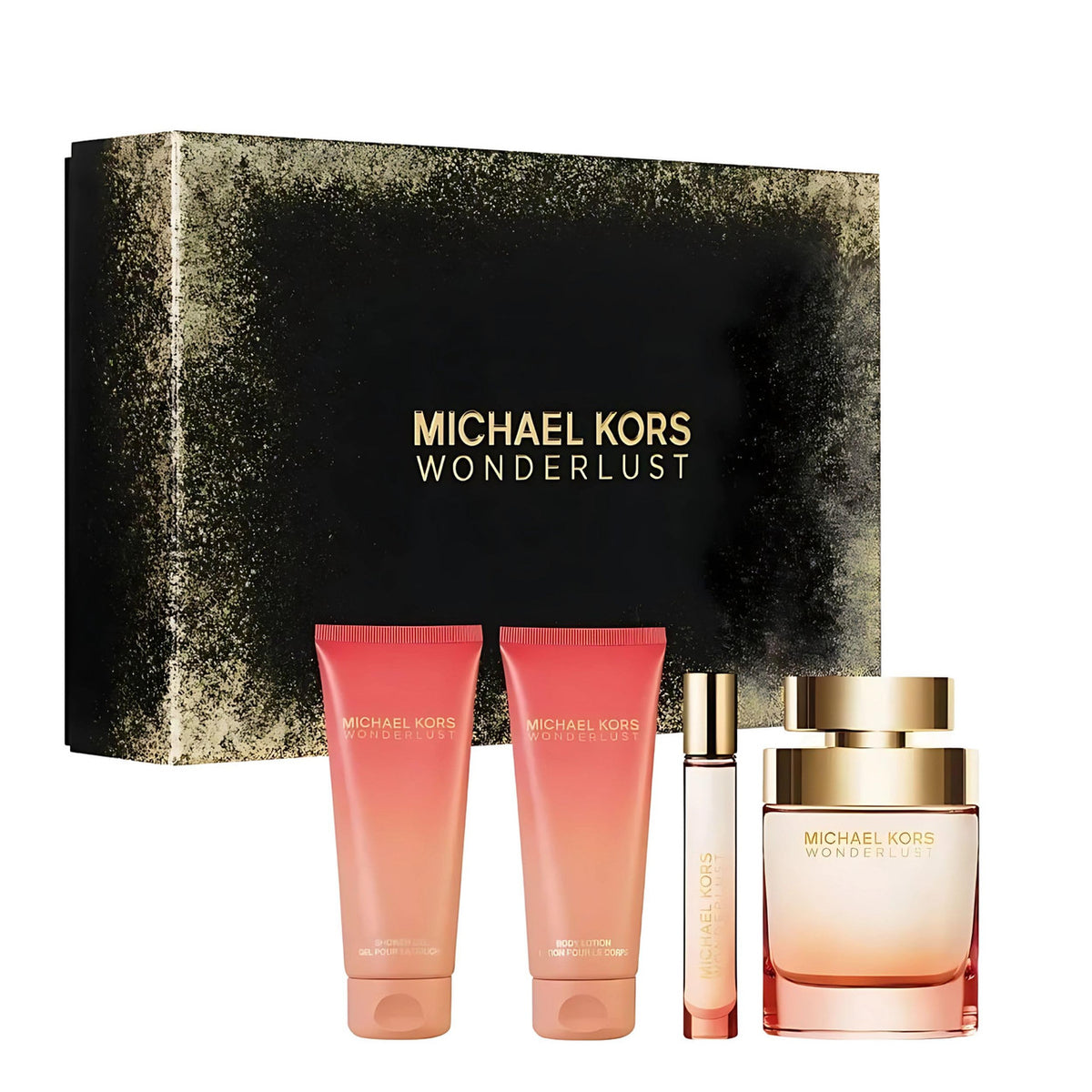 Michael Kors Wonderlust Set 3.4 Oz Eau De Parfum, 0.3 Oz Eau De Parfum, 3.4 Oz Shower Gel Y 3.4 Oz Body Lotion Mujer